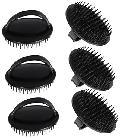 6 Stück Shampoo Bürsten aus Kunststoff, Schwarze Kopfhautmassagebürste | Kopfhautmassage, Kopfhautbürste zur Schuppenentfernung, Kopfwaschkamm für Haarwäsche