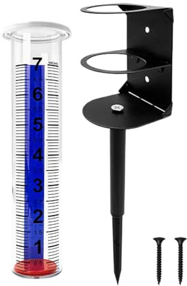 Pluviómetro Exterior - de Medición con Soporte Metálico - Medidor De Precipitación Para Monitoreo | para Estación Meteorológica Doméstica y Supervisión del Patio Exterior