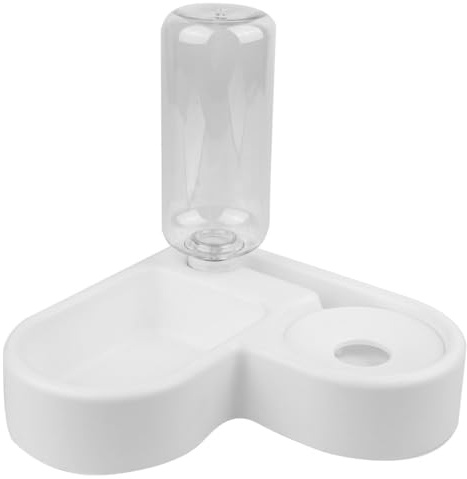 Homoyoyo Gamelle d'angle Automatique pour Animaux 500 ML, Plastique Épais Antidérapant, Distributeur d'eau et Nourriture pour Chien et Chat, Compatible Bouteilles 28 Mm, Usage Domestique