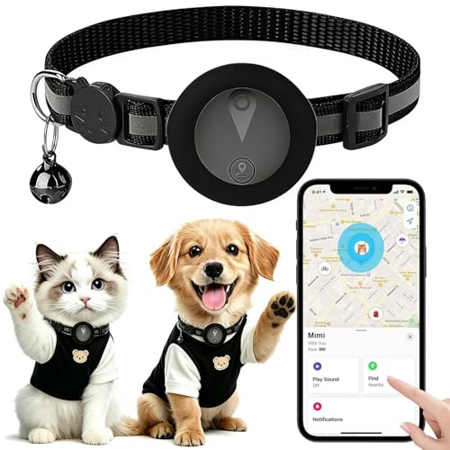 Pet GPS Tracker Collar for Cats,Mini GPS Dog Tracker,No Monthly Fee Location,Smart Pet Activity Tracker,Works with Apple iOS Find My,IP67 Waterproof Finder Tag Global Tracking*