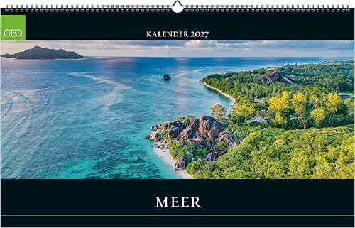 GEO Meer 2027: Wandkalender 58x36 cm mit 12 Meeresfotografien, deutschem Kalendarium und Spiralbindung