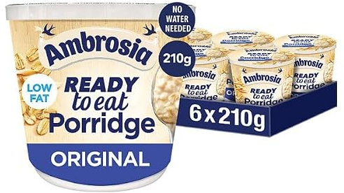 Ambrosia Ready to Eat Porridge Oat Cereal Pot Original 210g | Case of 6