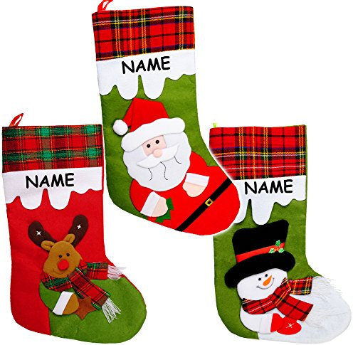 alles-meine.de GmbH 1 Stück XL - Weihnachtssocke & Filzstrumpf - 3-D Effekt - Weihnachten - incl. Name - 51 cm - Nikolausstiefel - Nikolausstrumpf/Weihnachtsstiefel - gro..