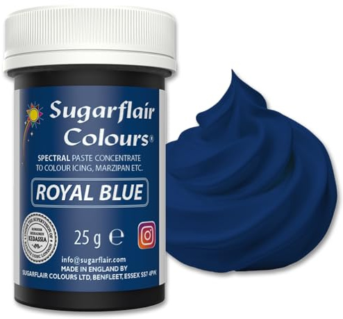 Sugarflair Royal Blue Food Colouring Paste 25g | Concentrated Royal Blue Food Dye for Fondant, Buttercream, Cake Decorating and More - Vegan, Kosher, Bake-Stable