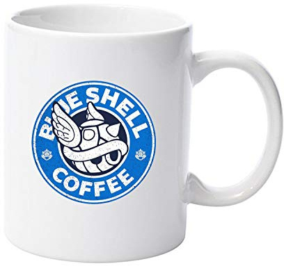 LBS4ALL Tasse en céramique inspirée de Mario Blue Shell de 325 ml - Cadeau de Noël, d'anniversaire, de Noël, de fête des pères, de fête des mères