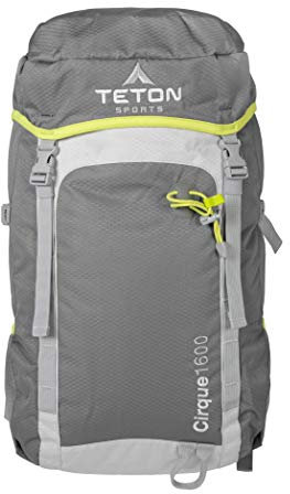 TETON Sports Cirque 1600 Rucksack, verstaubar, leicht, bequem, Tagesrucksack für Wandern und Reisen, Übernachtungstasche, grau, 55,9 x 38,1 x 17,1 cm