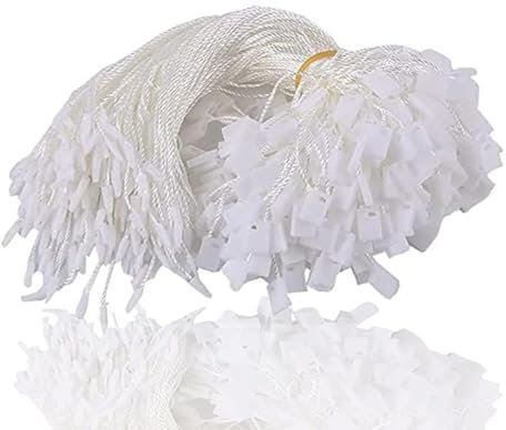 Lot de 200 cordons jetables en nylon pour étiquettes volantes avec goupille de verrouillage pour vêtements, étiquette de marque de prix (blanc)