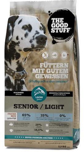 The GOODSTUFF Lachs (Senior/Adult Light) 2,5 kg | Getreidefreies Hundetrockenfutter mit frischem Lachs | Für Hunde mit wenig Aktivität | Hundefutter trocken | Super-Premium Trockenfutter für Hunde