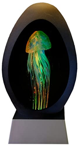 Kaltner Präsente Geschenkidee: Traumkugel Glaskugel Briefbeschwerer Kugel aus Glas mit Motiv Qualle/Quallen Aquarium Lampe / 3D Nachtlicht