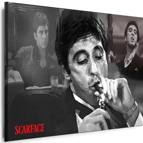 Myartstyle - Bilder Scarface 60 x 40 cm Leinwandbilder XXL - 1 Teilige Wandbilder Film Popular Movies Kunstdrucke w-P-2020-109