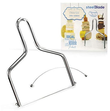 Steelblade - Lira de Queso Acero Inoxidable + Recambio de Regalo - Cuchillo Queso Fresco o Azul, Lira Tartas, Pasteles, Flanes, Bizcochos, Patés o Membrillo
