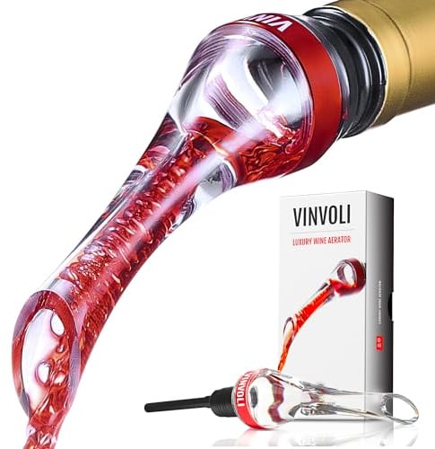VINVOLI Weinbelüfter - Deluxe 2025 Weinluftbelüfter - Weinbelüfter Ausgießer - Rotweindekanter mit Belüfter - Weinbelüfter Ausgießer - Professionelle Qualität für Weinliebhaber und Sommeliers