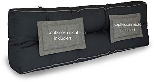 LILENO HOME Palettenkissen Set Anthrazit/Grau - Rückenkissen 120x40x20 cm - Polster für Europaletten - Palettenkissen Outdoor als Sitzkissen für Palettenmöbel