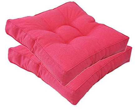 FANSU Coussin de Chaise Epais, Ensemble de 2 Galette de Chaise Confortable Lin Tatami Respirant Coussins de Chaise pour Intérieur Décoration Extérieur Jardin Patio (Rosé,40x40x9cm)