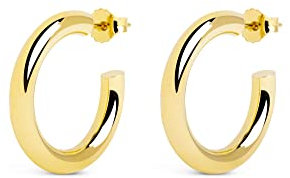 SINGULARU - Pendientes Aro Nairobi. Latón con Acabado Baño de Oro de 18 Kt. Macizos con Cierre Tuerca a Presión. Joyas para Mujer