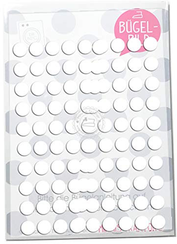 Bügelbild 100 Punkte Konfetti 11 mm dots Flockfolie Aufbügler Applikationen Bügelsticker für Stoffe Textilien Kinder zum Aufbügeln Flicken, Farbe:weiss