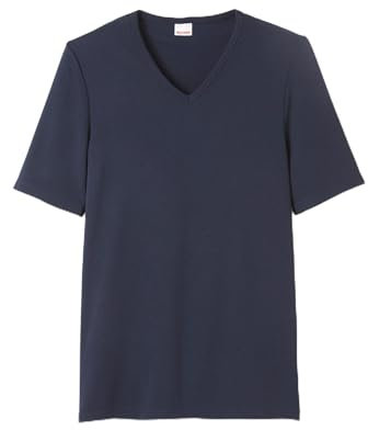 Damart Camiseta con Cuello de Pico, Manga Corta, Punto Thermolactyl clásico Azul Marino Oscuro M