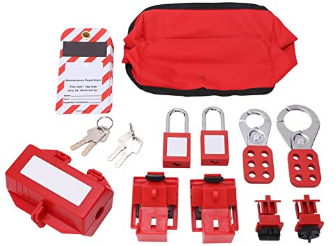 Oreq Kit consignation et d'étiquetage, sécurité électrique comprenant 12 étiquettes consignation, 4 disjoncteurs consignation, 2 cadenas sécurité, 2 moraillons, la consignation et l'étiquetage