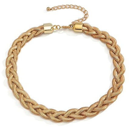 Skcess Schlangen Halskette Gold, Kette Damen Rosegold Vergoldet Geflochtene Schlangenkette Geburtstagsgeschenk Frauen Halskette
