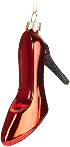 BRUBAKER High Heel Rot Weihnachtskugel aus Glas - Handbemalt und Mundgeblasen - Christbaumschmuck Lustig - Stiletto Damen Schuh Christbaumkugel Figuren Weihnachtsdeko Anhänger - Deko Baumkugel