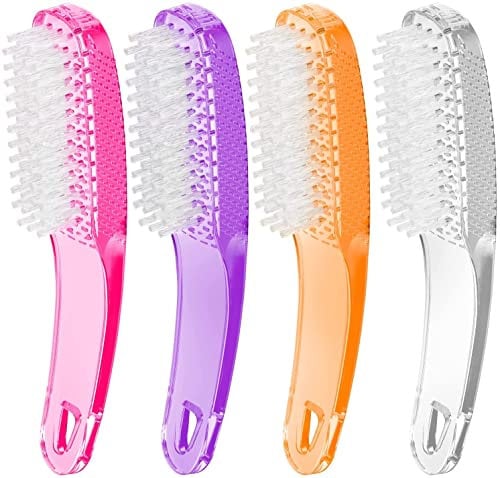 4 Pack Nail Cleaning Brushes, Larbois Plastic Handle Nail Scrubbing Brush Fingernail Brush with Soft Bristles Nail Manicure Dust Brush for Hand Toes Nail Home Garden Salon use