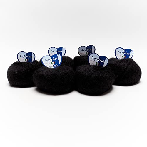 Tricot Cafè - Big Mohair - gomitolo filato lana mista ideale per la realizzazione di capi per neonati e bambini per Ferri/uncinetto: 5.00/6.00-25 gr/cad Nero 17