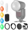 NEEWER Rundkopf Blitzzubehör Kit für Z2 Z1 Speedlite, inkl. Schutztür, Gitter, Filter, Dome Diffusor, Diffusorplatte, Bounce Diffusor, GM-M1