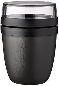 Mepal Müslibecher to go, Klein, praktischer Joghurtbecher to go - Unterteilung für Joghurt & Müsli - Geeignet für Gefrierschrank, Mikrowelle & Spülmaschine - 300 ml + 120 ml - Nordic black
