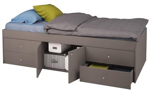 Cabin Bed Drawers Storage, GREY, Single 3ft, 196x96x51cm