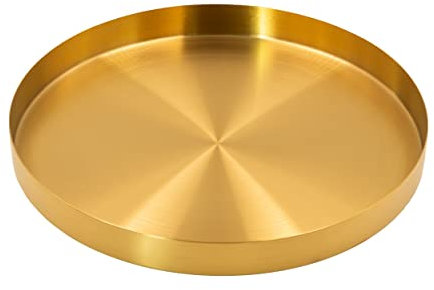 Blümelhuber Deko Tablett Rund - Tablett Deko - Tablett Groß - Rund Tablett Gold - Gold Tablett Metall - Hochzeitsdeko - Weihnachtsdeko