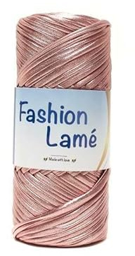 Tricot Cafè - Fashion Lamè - Fettuccia in poliestere piatta con effetto metallizzato e laminato moderatamente elasticizzata peso 120/130 gr per Ferri/uncinetto: 6-7 - Rosa