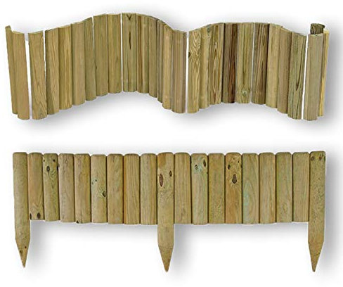 nextradeitalia 12PZ Bordure per aiuole Flessibile Ø 5 CM 250 X 40 H in Legno di Pino IMPREGNATO da Esterno per fioriere Giardini aiuola
