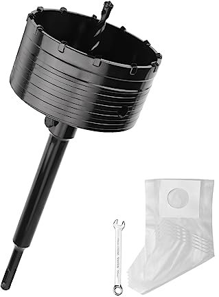 110MM Bohrkrone (XXL-Zähne) schwarz set mit 220mm SDS plus verlängerung und 4-Schneidigen Zentrierbohrer 8x110mm,Wandlochsägebohrer für Mauerwerk und Beton