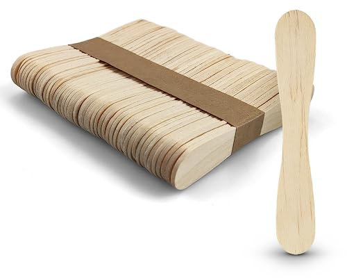 Netuno 60 Stück Holzstäbchen Natur 9,4 cm Bastelstäbchen Holz für DIY Handwerk Bastelhölzer naturfarben zum Basteln Dekorieren Holzstiele Holzspachtel DIY Handwerk Eisstäbchen flach Eisstiele Holz