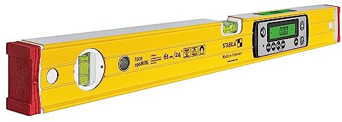 STABILA Elektronik-Wasserwaage TECH 196M DL - digitale Wasserwaage wasser- und staubdicht nach IP 67, 2 Digital-Displays, kalibrationsfrei mit Tasche, 61 cm