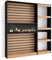 Skraut Home | Bücherregal Bibliothek | Bookshelf, Bookcase | 170x186x25cm | Wohnzimmer, Esszimmer, Büro | Elektrokamin. Maße | Moderner Stil | Eiche Schwarz