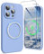 SURPHY Magnetic Case for iPhone 15 Pro Max Case with Screen Protector, Liquid Silicone Anti-Scratch Compatible with MagSafe Gel Rubber Phone Case for iPhone 15 Pro Max 6.7 inch, Winter Blue