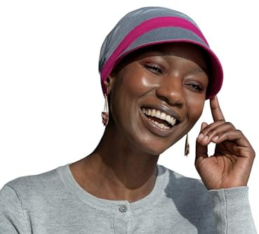 MASUMI Chemo Bio-Kopfbedeckung, Katia-Sonnenhut, Krebs-Kopfbedeckung für Frauen mit Haarausfall, Alopezie-Hüte und -Überzüge, 95 % atmungsaktiver Bambus (Farbe: Grau und Rosa), Grau / Rosa,