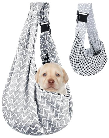 Lvjkes Tragetasche Hund, Faltbar Hunde Tragetasche, Einstellbar Hohe Kapazität Hundetragetasche, One-Shoulder, Cross-Body, Tragbar für den Außenbereich für kleine Katzen und Hunde (Gewellt Grau)