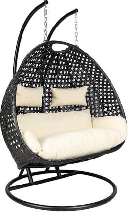 HOME DELUXE Polyrattan Hängesessel Twin Deluxe | Hängestuhl,Hängekorb,Hängeschaukel,Hollywoodschaukel