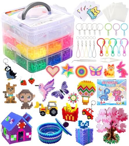 Ophy Fuse Beads Kit | 15000pcs 5mm Fuse Beads in 20 Colors Iron Bead Set with 16 Patterns, 6 Pegboards, 2 Tweezers, 5 Ironing Papers Art Craft Kit for Boys Girls DIY Crafts Making Birthday Gift