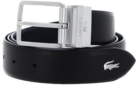 Lacoste Elegance Punch Plain Leather Belt W125 Noir Marine - kürzbar