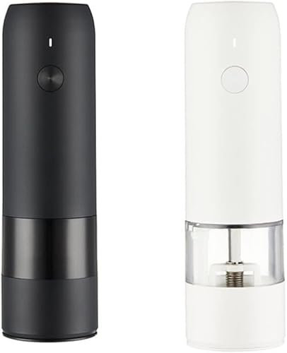 MFYHMY Molinillo de pimienta y sal eléctrico, molinillo de especias con carga USB, molinillo de pimienta con aspereza ajustable, herramientas de cocina, 2 uds. (Color : A)
