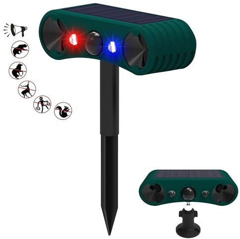 QXMH Alarme Solaire avec détecteur de Mouvement intérieur et extérieur - 129 DB - Sirène puissante - 4 Modes - Alarme de sécurité - Lumière Rouge et Bleue (1 Pack)