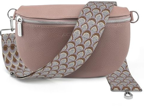 Artvall - Umhängetasche Echtleder Tasche Handtasche Leder Bauchtasche Klein mit Schultergurt Design Taschenband abnehmbar verstellbares Riemen Crossbody Bag Echt Ledertasche Damen mit Reißverschluss