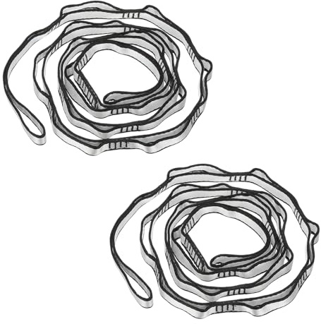 PATIKIL Paquete de 2 Correas Daisy Chain Correas de Escalada Tono Plateado | Resistentes Ajustables de Nylon, con 15 Lazos, para Columpio de Hamaca de Yoga Aéreo
