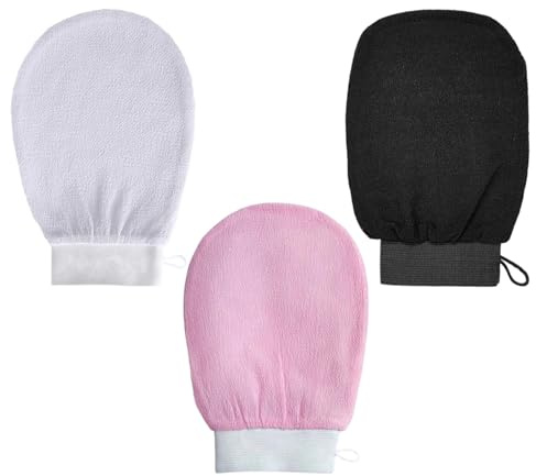 LIANRISES 3 Pièces Gant Exfoliant Gants Exfoliants Pour Le Corps Gant Kessa Gommage Gant De Crin Exfoliant Corps Gant Gommage Corps Gant De Toilette Exfoliant Gant Douche Gant Soie Exfoliant
