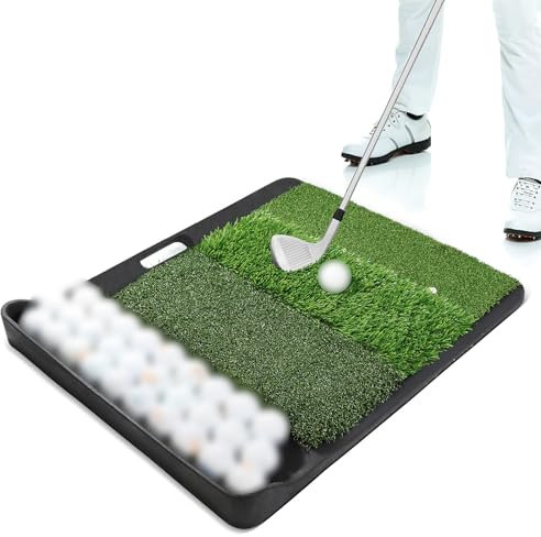 HUIOP Golf Practice Mat Golf Hitting Mat with Golf Ball Tray for Indoor Outdoor Training