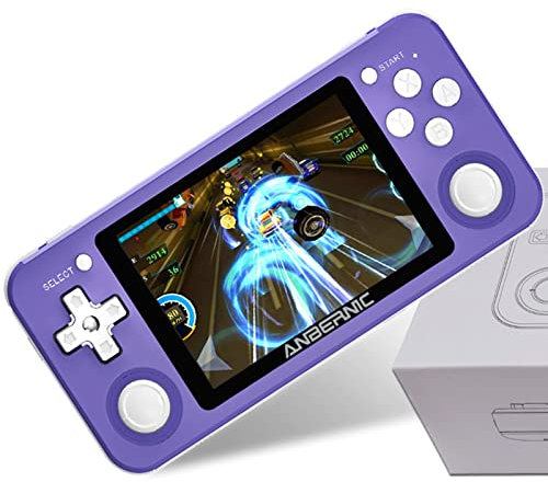 GTHLKU Console De Jeu Portable Rg351p, Consoles De Jeux Rétro Open Source Ps1 PSP FC 64 Go, Système Linux Tony, 10 000 Jeux Classiques Intégrés(Color:Purple)