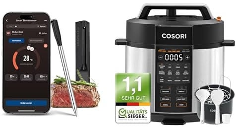 COSORI Erstes Smartes Fleischthermometer + COSORI Schnellkochtopf, 9-in-1, Multikocher mit 14 Funktionen